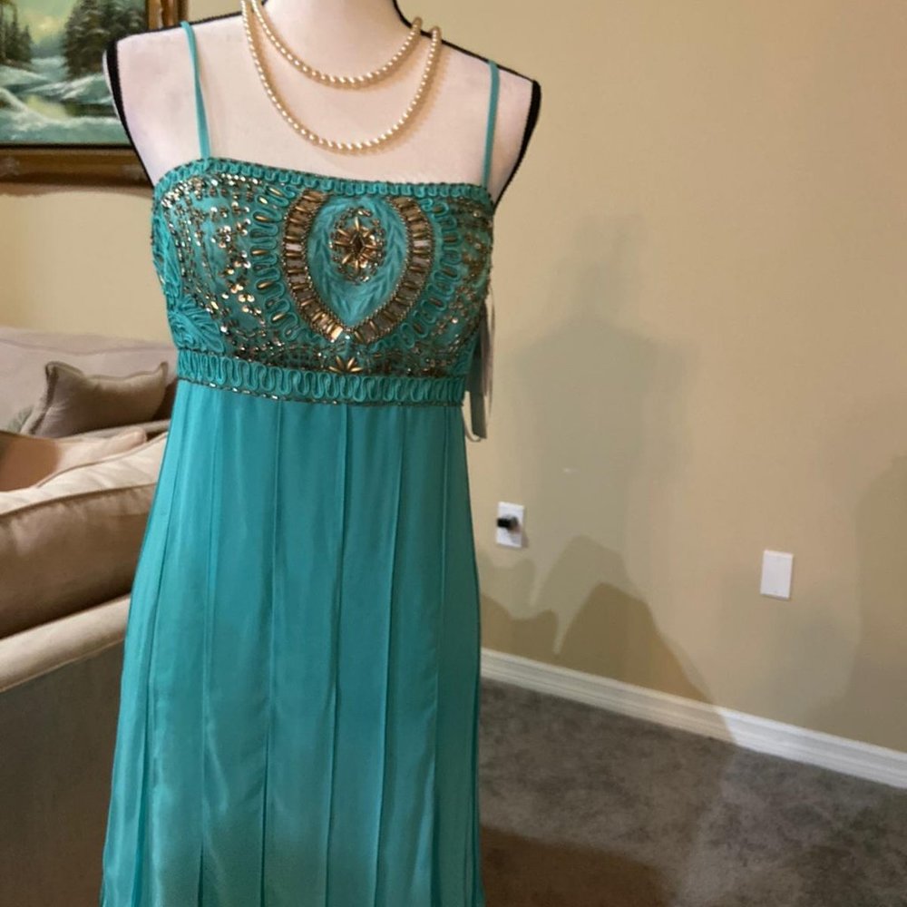 Sue Wong Dress Embroidered 8 Jade NWT
